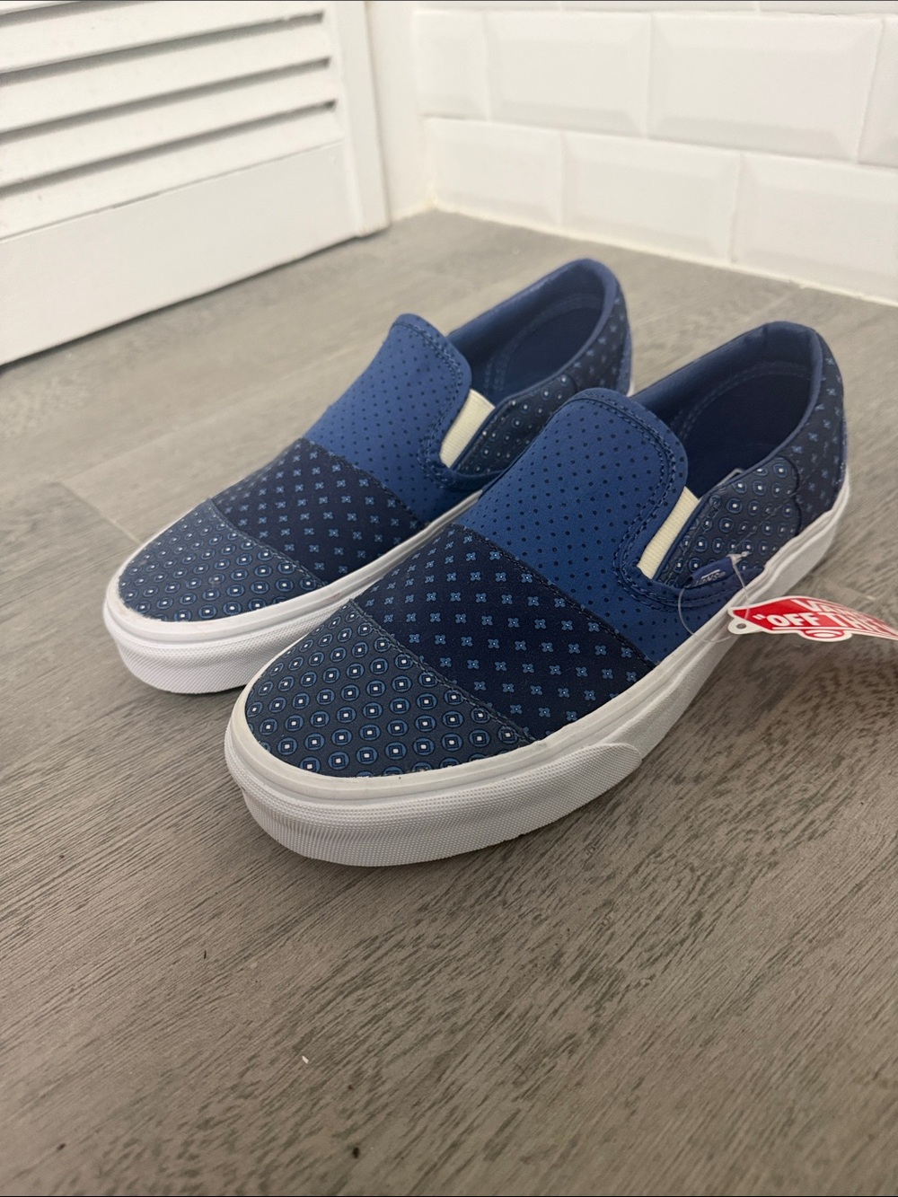 Vans Blue Patchwork Slip-On Sneakers